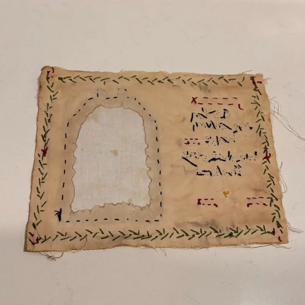 Primitive Folk Art Handmade Fabric Sampler As For Me And My House Serve The Lord